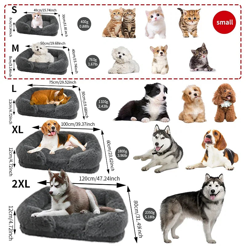Color: Light Cyan, Size: XL - New Large Dog Bed Dog Plush Pet Bed Winter Thickened Pad Dog Sleeping Bed Sofa Removable Pad Dog Small Large Dog square kennel
