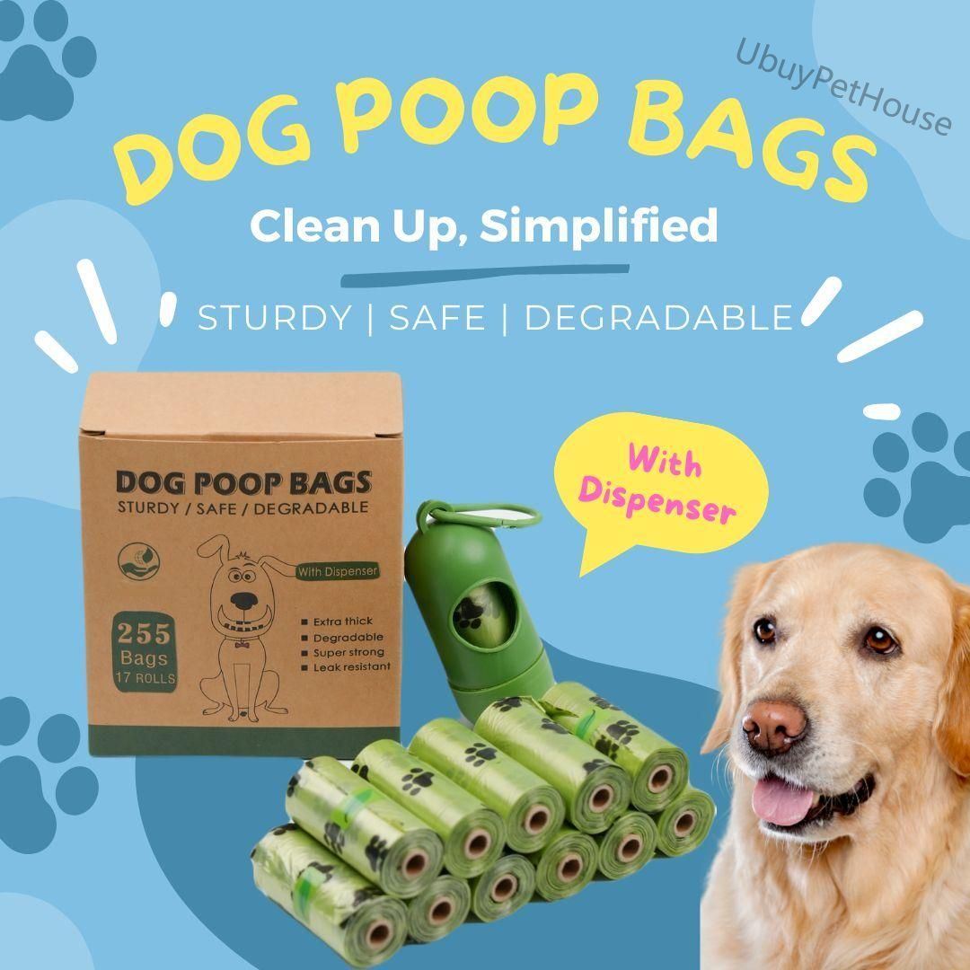 255 bags in 17 volumes Portable pet waste bag Environmental poop bag Portable biodegradable pet waste bag outdoor pet poop collection bag easy to carry