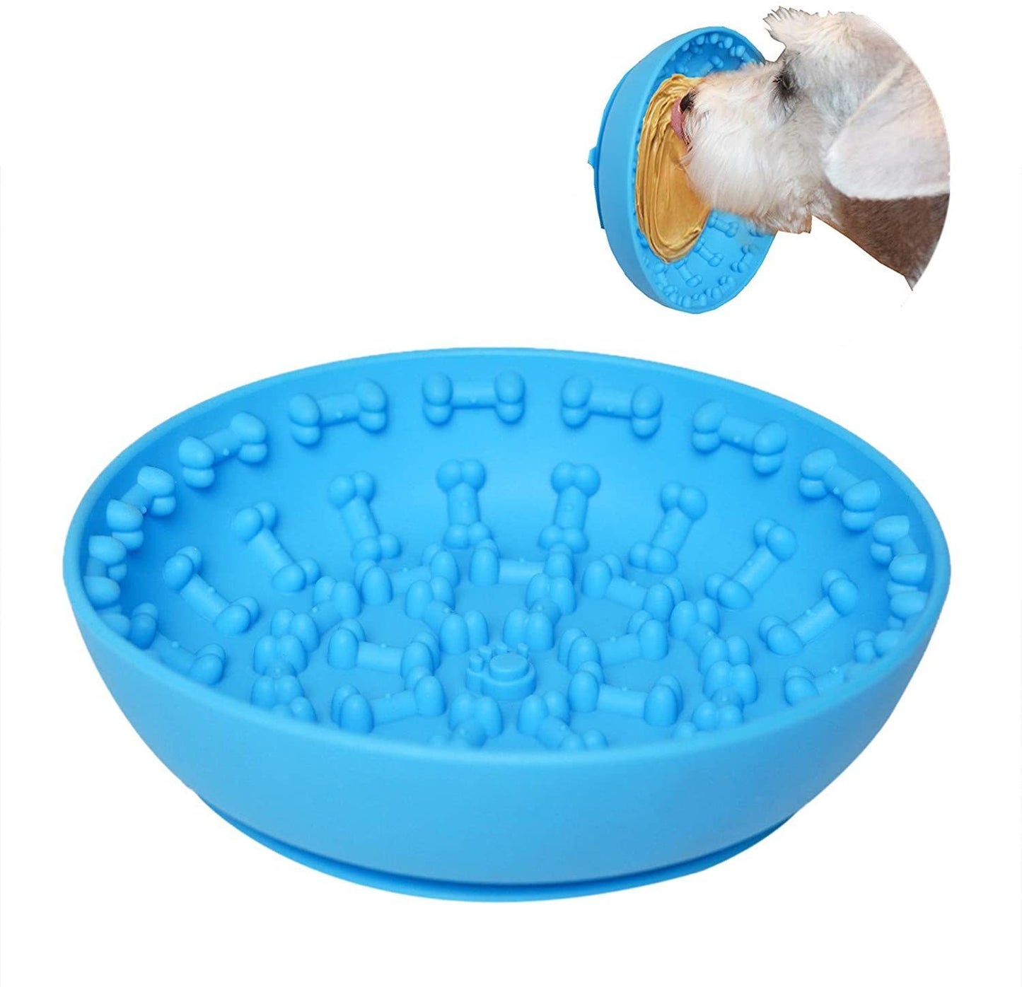 Pet Dog Slow Bowl Feeder Bowls with Suction Cup, Interactive for Boredom Anxiety Reduction, Distractor Toy, Preventing Choking Healthy Bone Design Bowl