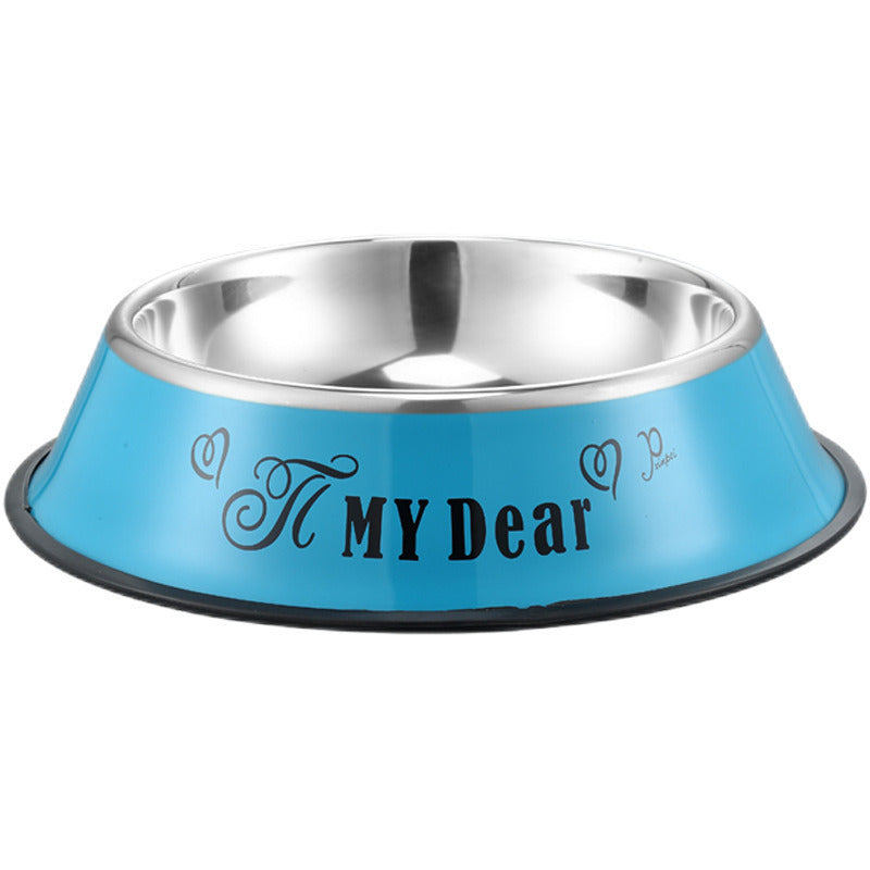 Stainless steel dog bowl; color anti-skid dog bowl; cat bowl