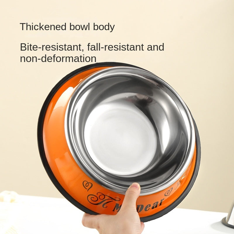 Stainless steel dog bowl; color anti-skid dog bowl; cat bowl