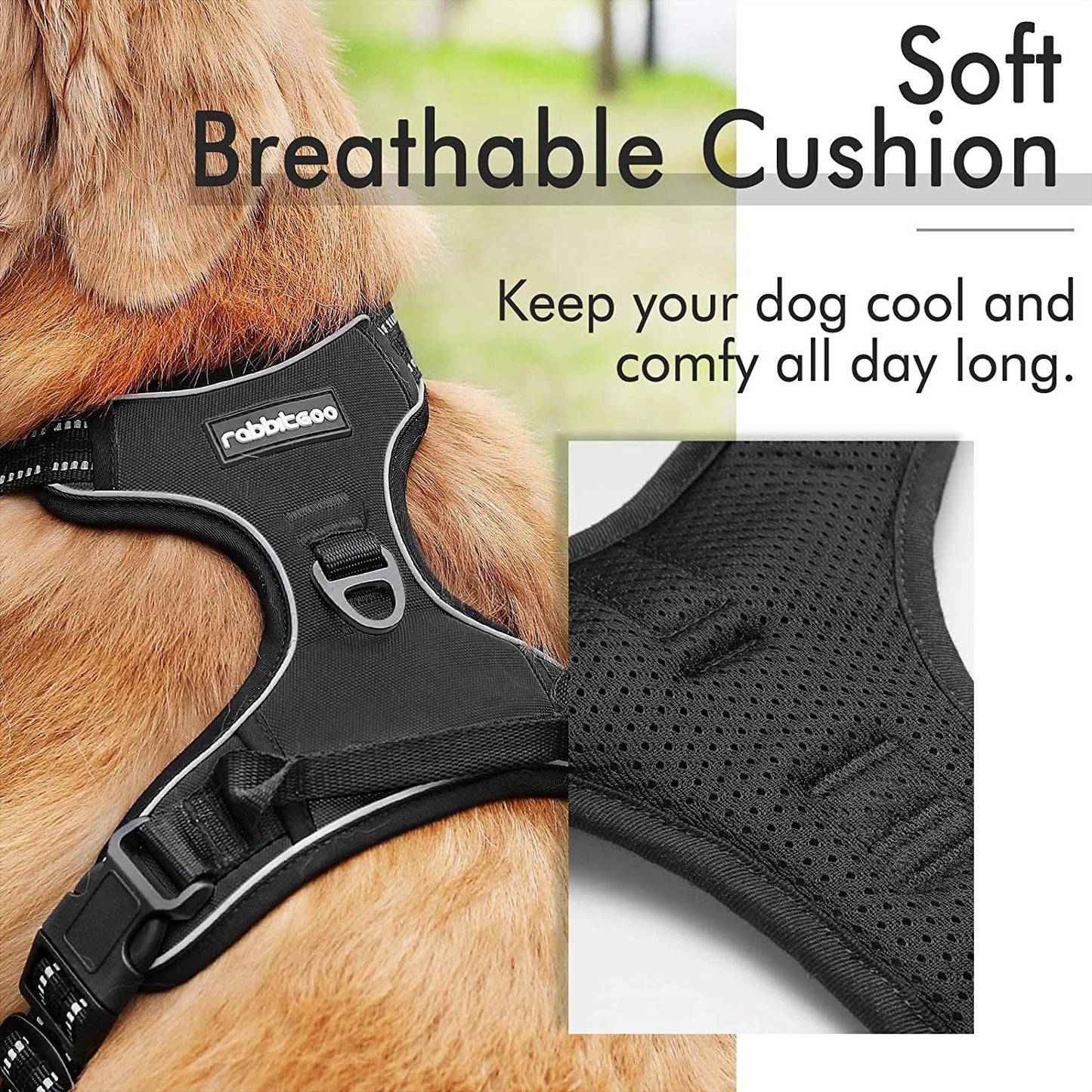 Dog Harness; No-Pull Pet Harness with 2 Leash Clips; Adjustable Soft Padded Dog Vest; Reflective No-Choke Pet Oxford Vest with Easy Control Handle for Large Dogs