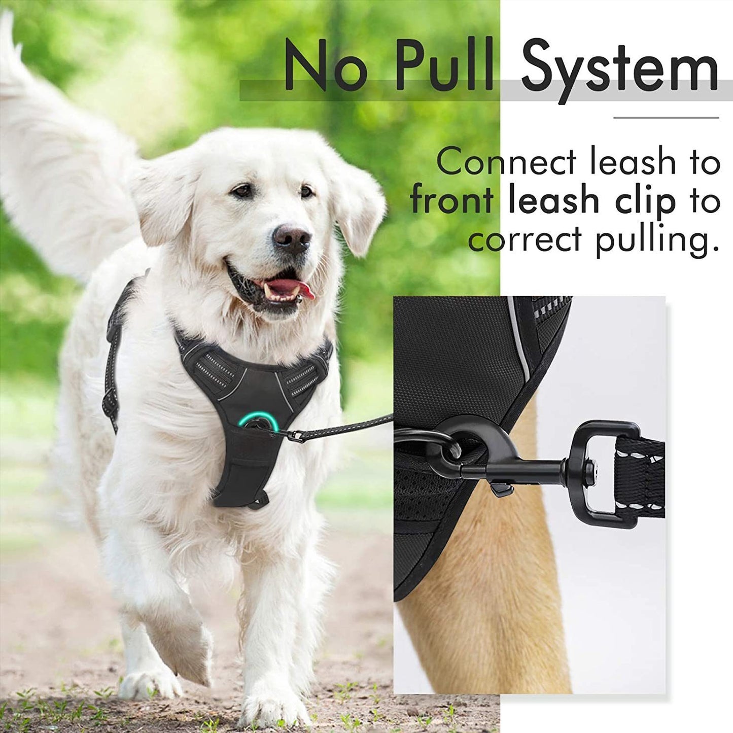 Dog Harness; No-Pull Pet Harness with 2 Leash Clips; Adjustable Soft Padded Dog Vest; Reflective No-Choke Pet Oxford Vest with Easy Control Handle for Large Dogs