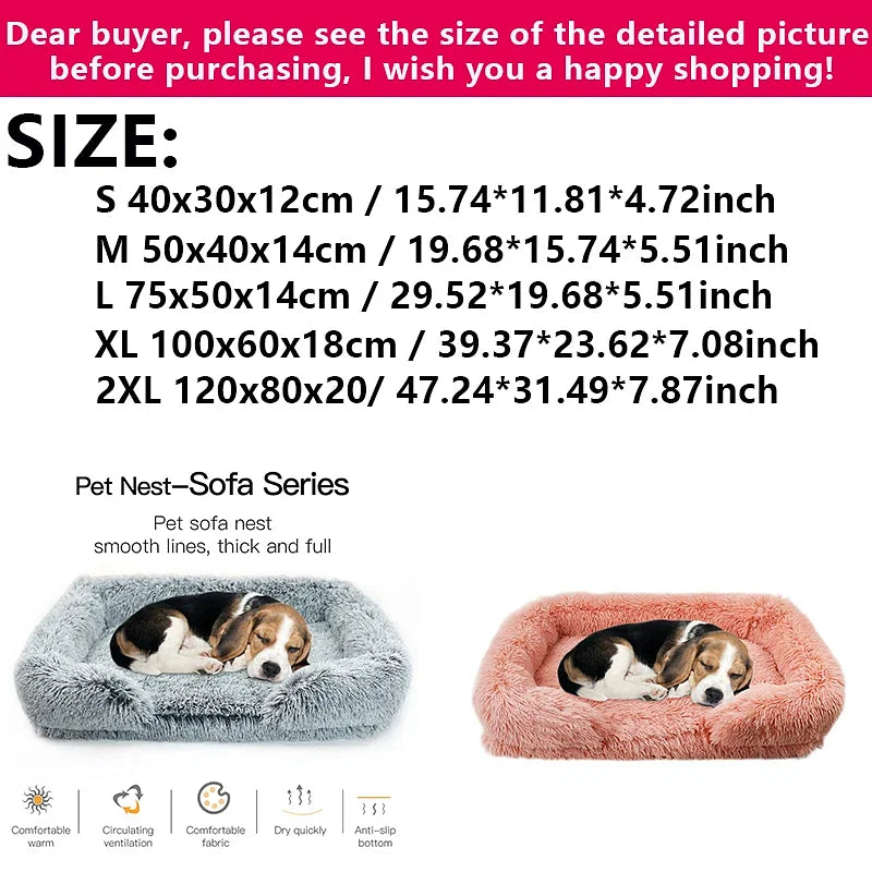 Color: Light Cyan, Size: XL - New Large Dog Bed Dog Plush Pet Bed Winter Thickened Pad Dog Sleeping Bed Sofa Removable Pad Dog Small Large Dog square kennel