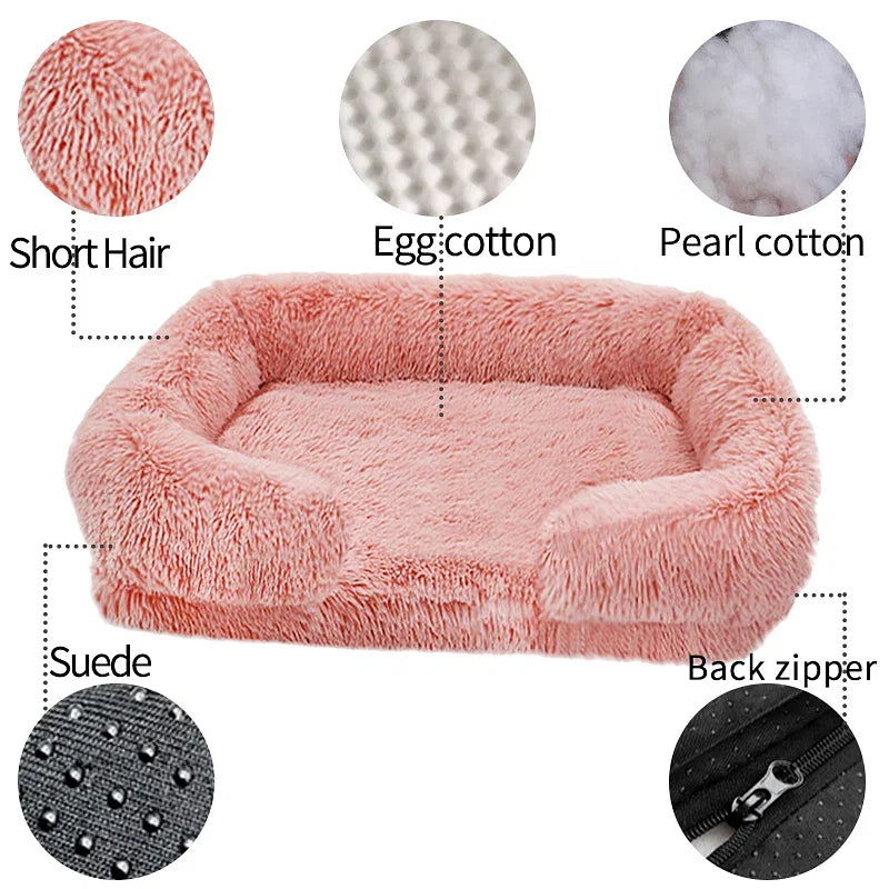 Color: Light Cyan, Size: XL - New Large Dog Bed Dog Plush Pet Bed Winter Thickened Pad Dog Sleeping Bed Sofa Removable Pad Dog Small Large Dog square kennel