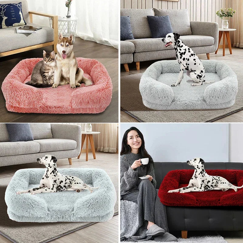 Color: Light Cyan, Size: XL - New Large Dog Bed Dog Plush Pet Bed Winter Thickened Pad Dog Sleeping Bed Sofa Removable Pad Dog Small Large Dog square kennel